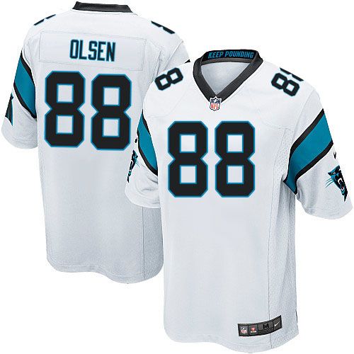 Nike Panthers #88 Greg Olsen White Youth Stitched NFL Elite Jersey - Click Image to Close